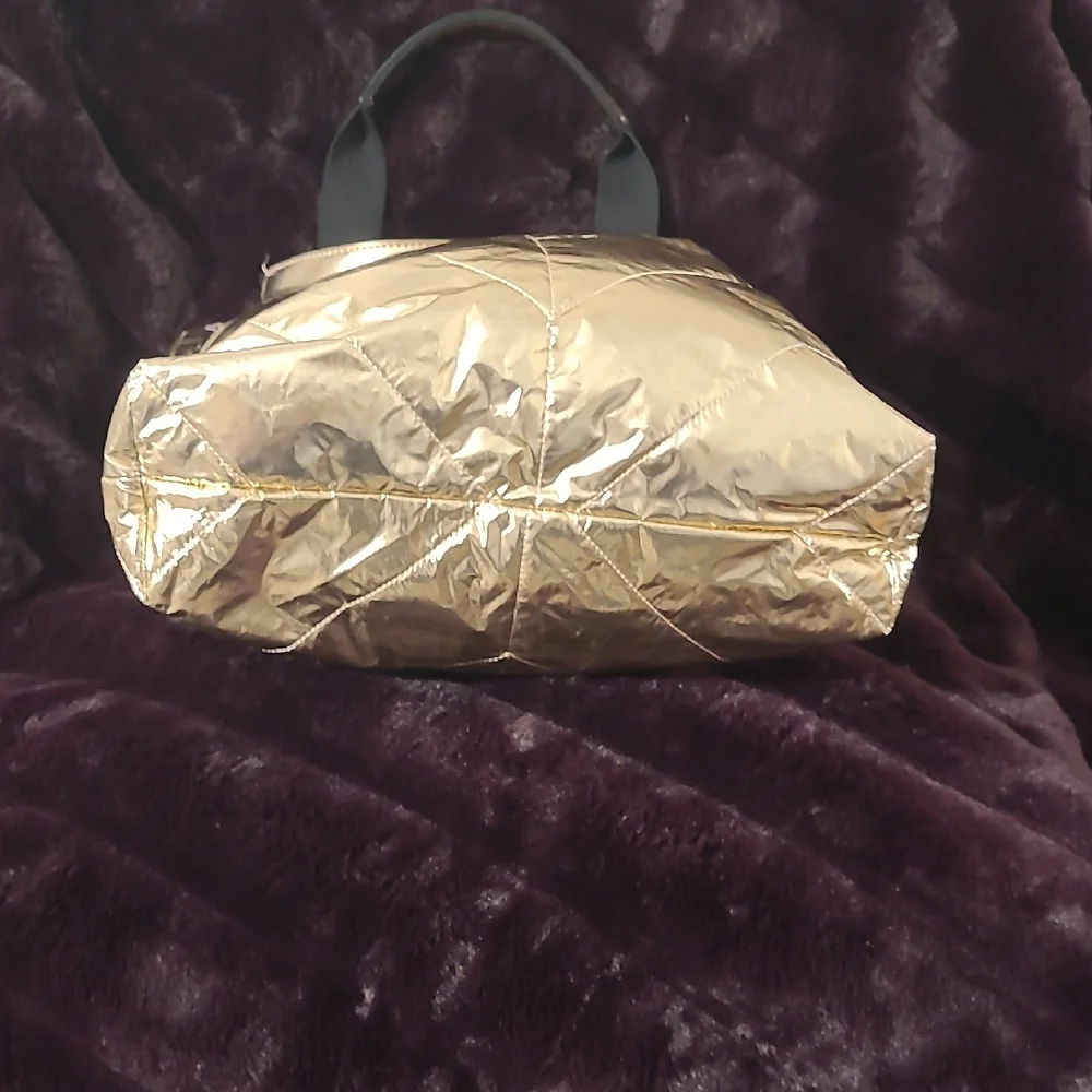 Victoria's Secret Gold and Black Quilted Tote